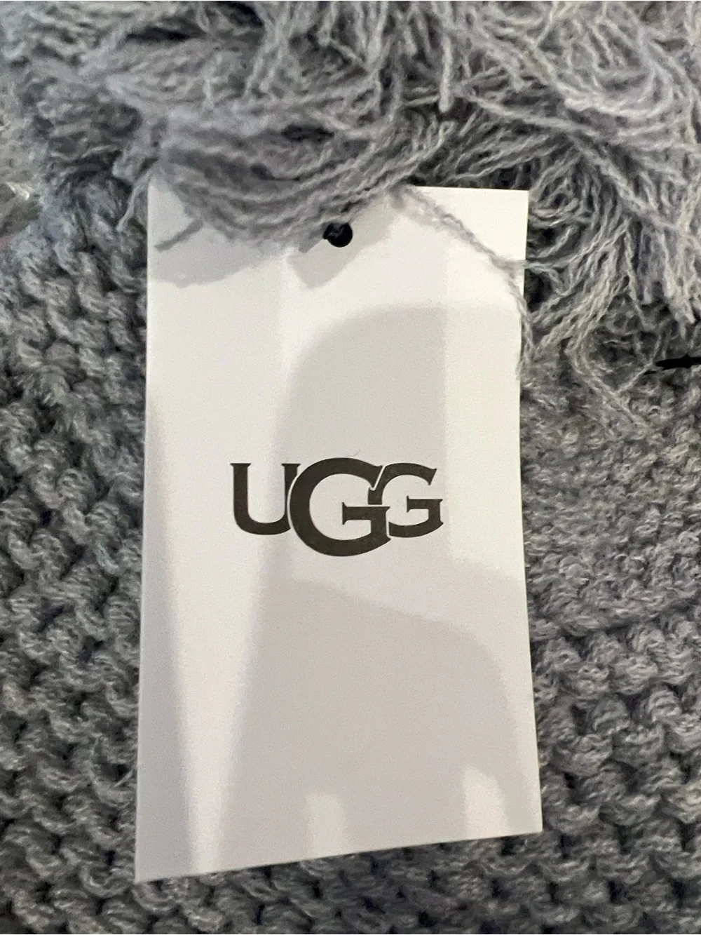 UGG Beanie One Size Light Gray Knit Pom Pom Hat NWT